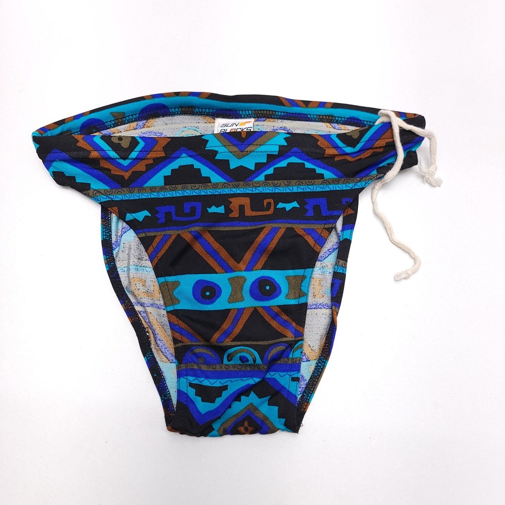 Sun Blocks Mens Vintage Geometric Tribal Swim Briefs Blue Small USA